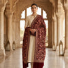 Royal Velvet Maroon & Multihued Floral Kashmiri Aari Pashmina Shawl